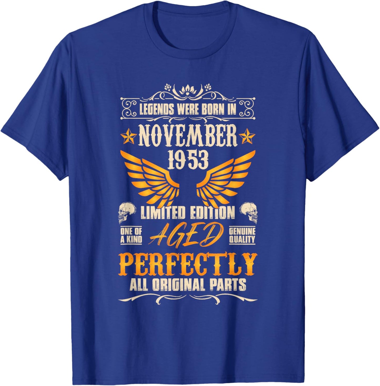 Legends Were Born in November 1953 - Rock Biker 69 Birthday T-Shirt - T-Shirt | Royal