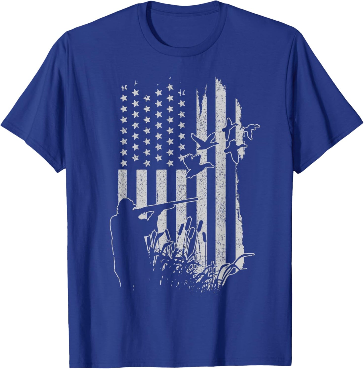 Patriotic Duck Hunting American Flag Duck Hunter T-Shirt - T-Shirt | Royal
