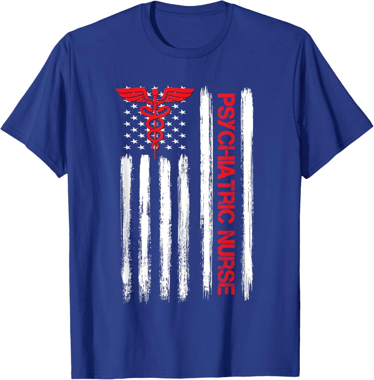 Psychiatric Nurse American Flag RN Mental Health Psych Nurse T-Shirt - T-Shirt | Royal