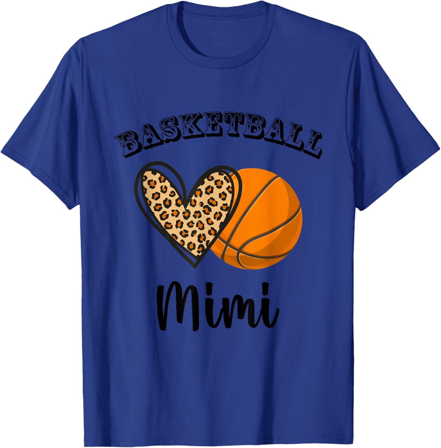 Basketball Mimi Leopard Heart Sports Players Mothers Day T-Shirt - T-Shirt | Royal