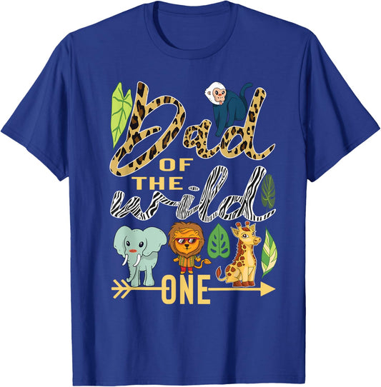Dad Of The Wild One Zoo 1st Birthday Safari Jungle Animal 1 T-Shirt - T-Shirt | Royal
