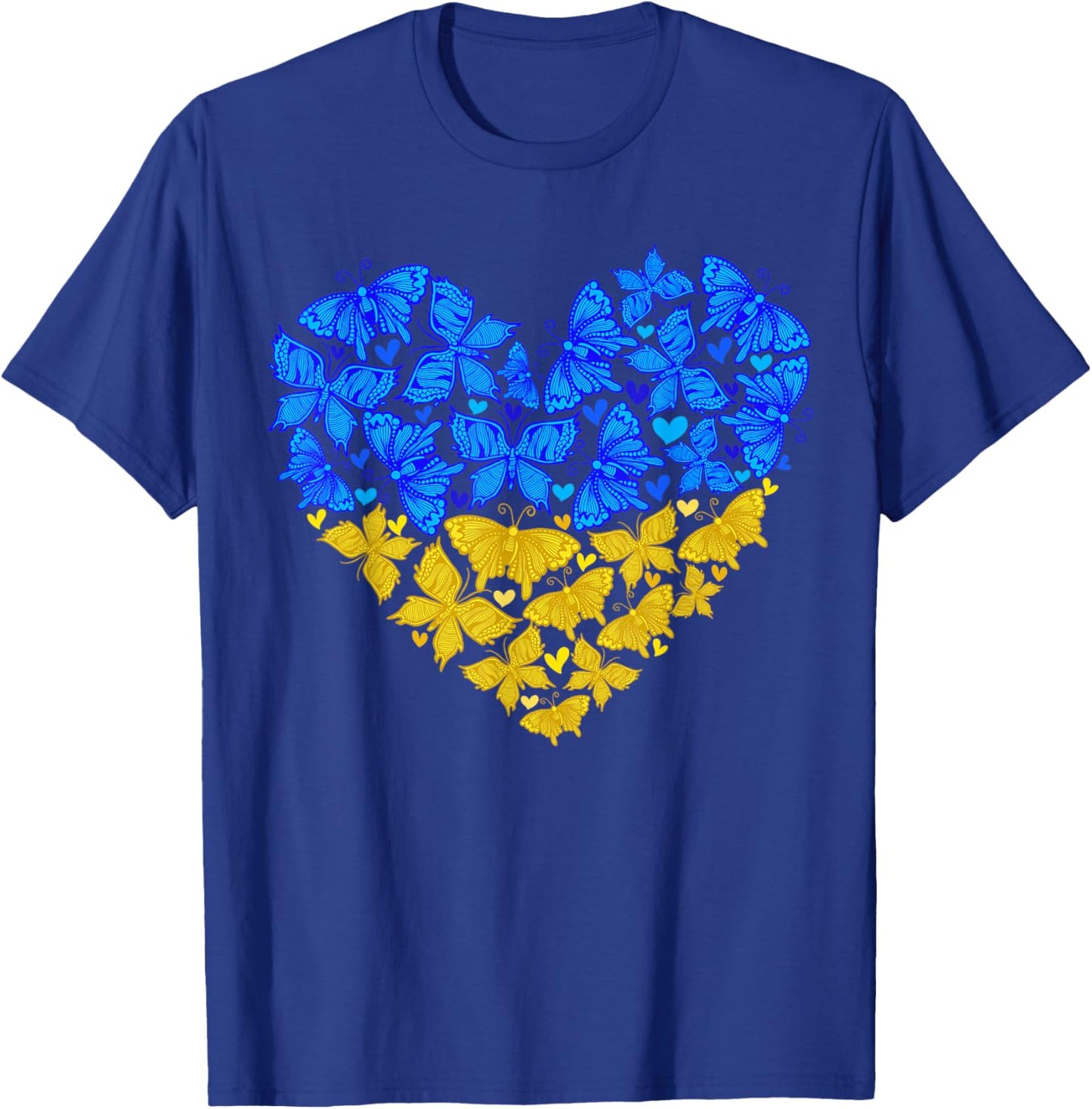 Ukraine Flag Butterfly Heart Vintage Ukrainian Lover Ukraine T-Shirt - T-Shirt | Royal