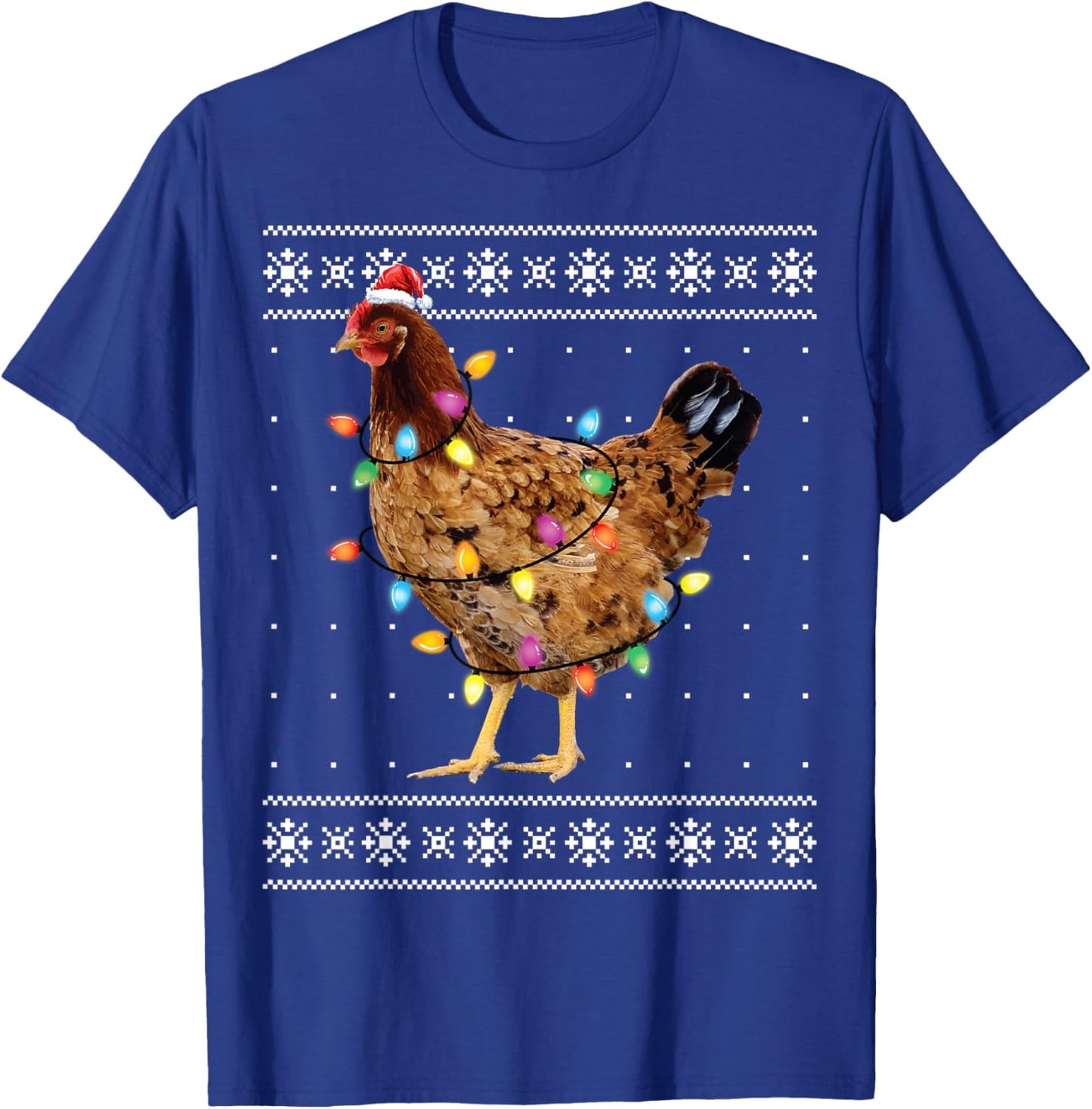 Ugly Christmas Sweater Funny Chicken Christmas T-Shirt - T-Shirt | Royal