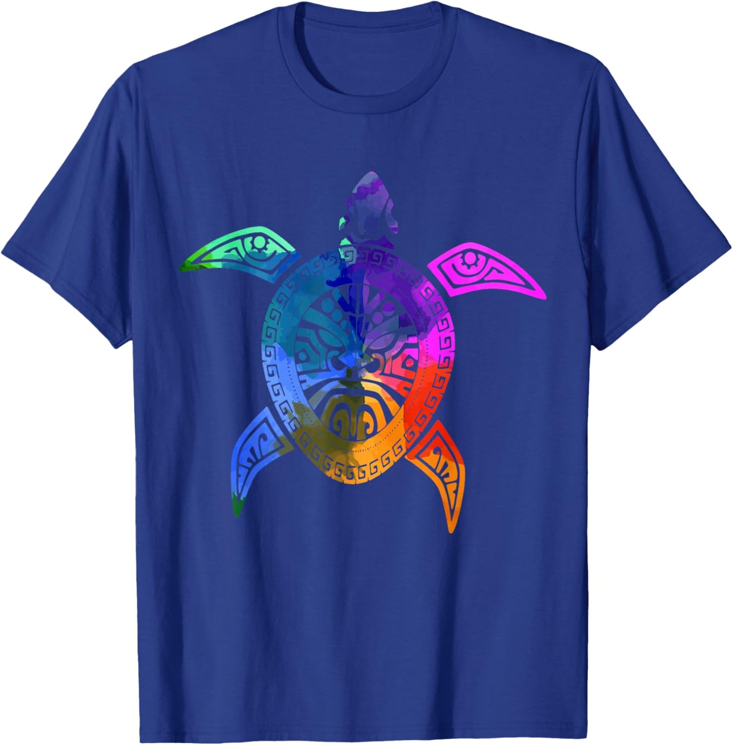 Turtle Hawaiian Tribal Pattern Diver T-Shirt - T-Shirt | Royal