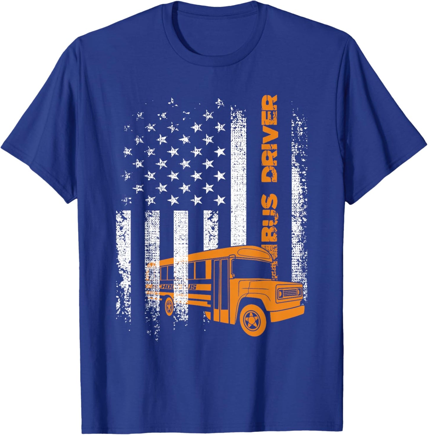Patriotic Bus Driver USA American Flag - School Bus Driver T-Shirt - T-Shirt | Royal