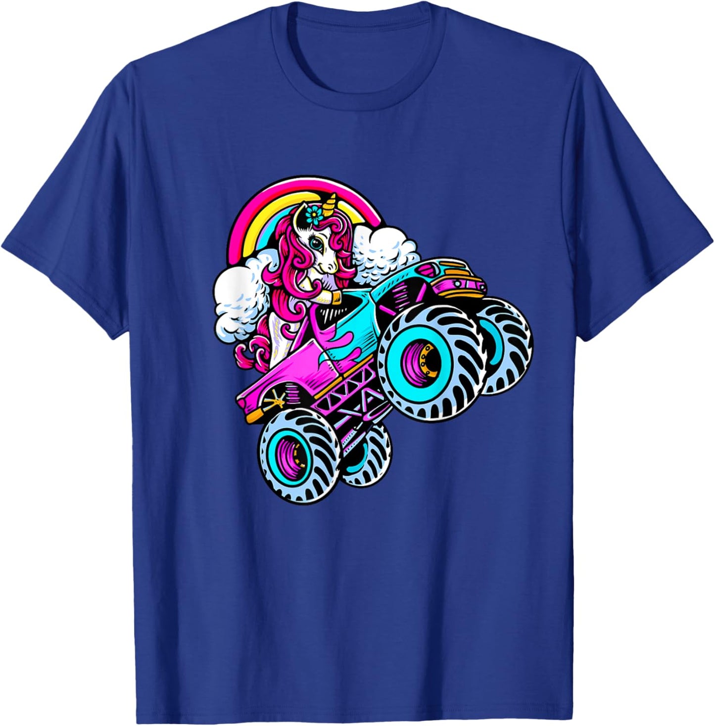 Monster Truck Unicorn Birthday Party Girl Gift Women Girls T-Shirt - T-Shirt | Royal