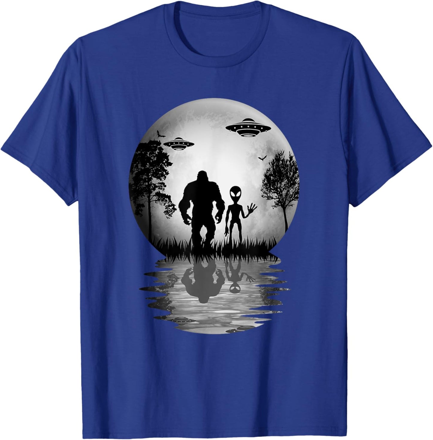 Funny Alien Bigfoot Moon Sasquatch UFO For Boys T-Shirt - T-Shirt | Royal