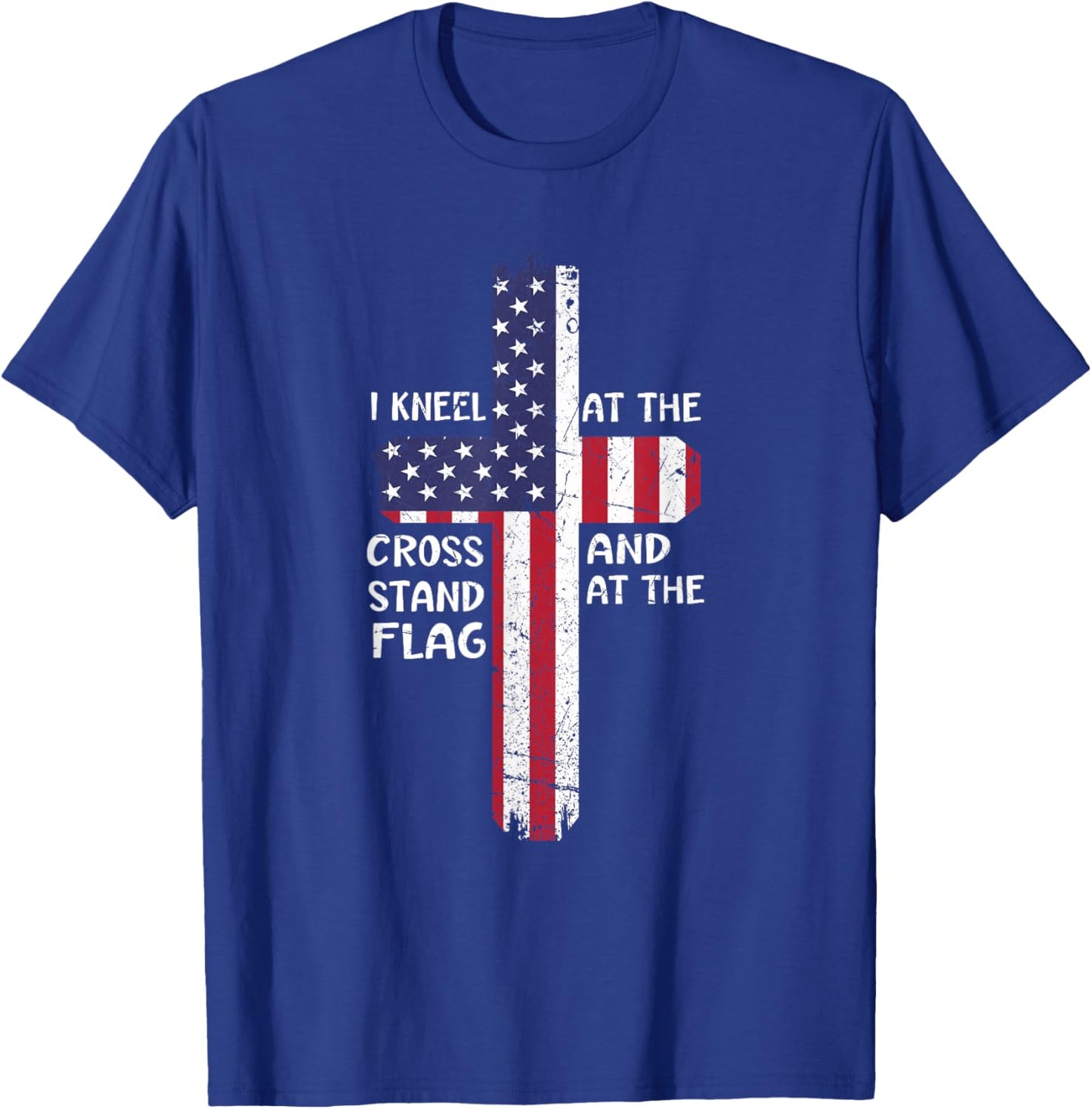 Kneel Cross At The Cross Memorial Day Never Forget Veteran T-Shirt - T-Shirt | Royal