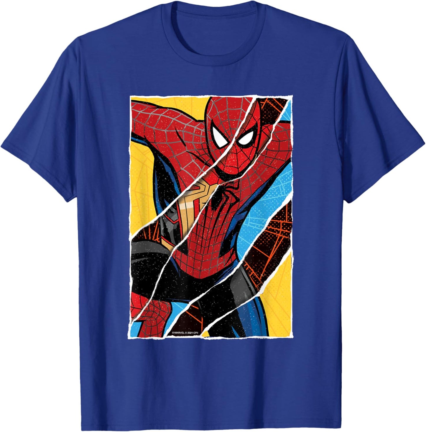 Marvel Spider-Man: No Way Home Spider-Men Comic Collage T-Shirt - T-Shirt | Royal