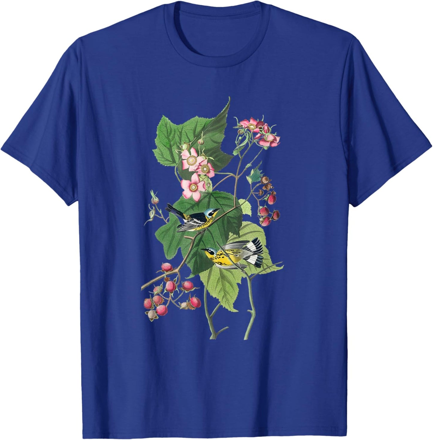 Vintage Warblers Birds Illustration & Women T-Shirt - T-Shirt | Royal