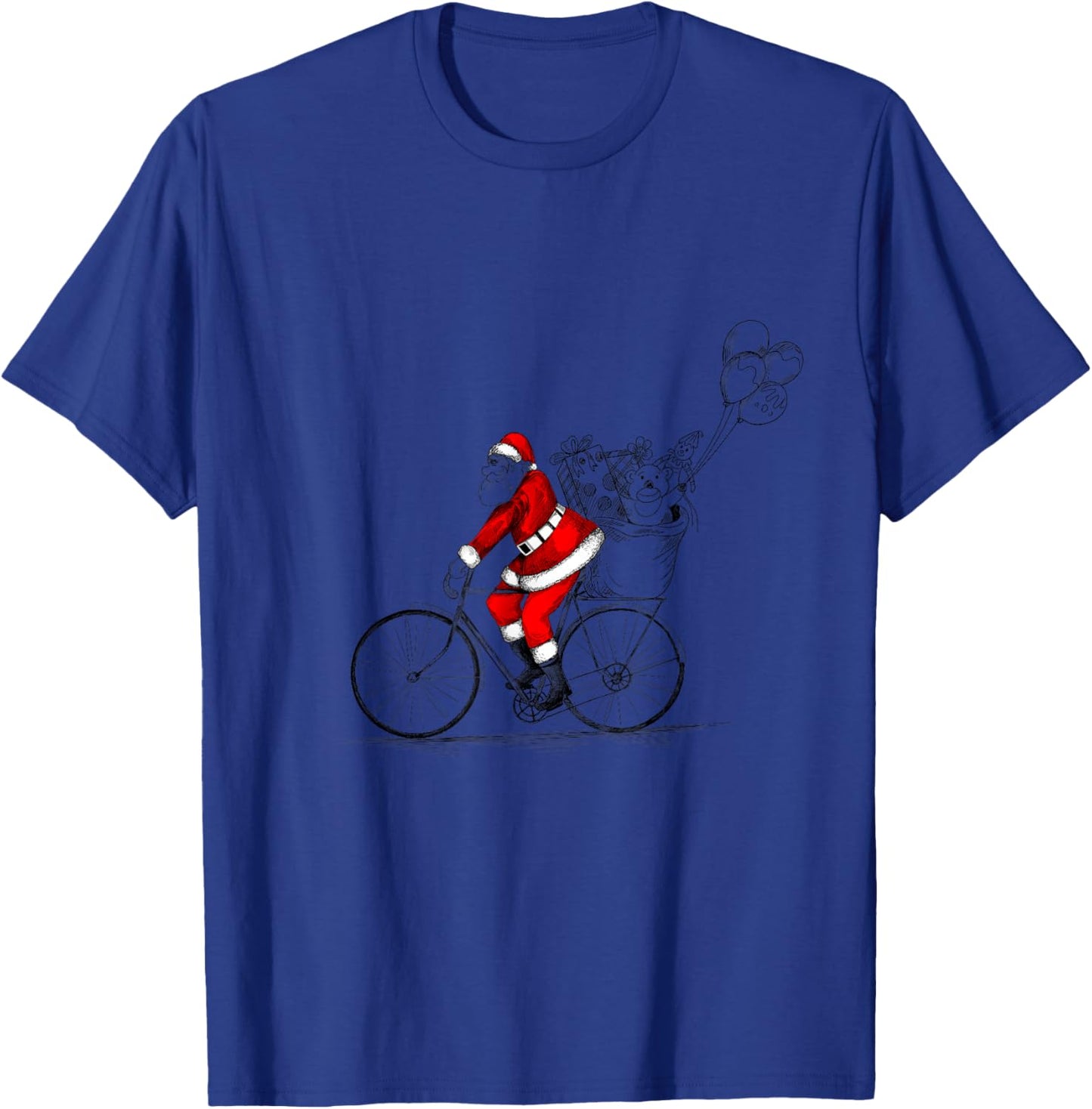 Santa on bicycle shirt funny Santa Christmas family matching T-Shirt - T-Shirt | Royal