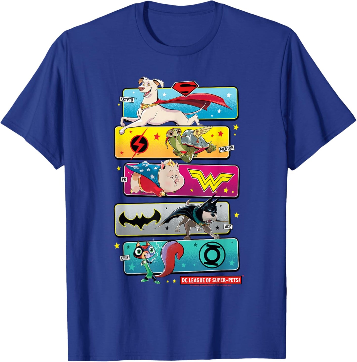DC League of Super-Pets Krypto, Merton, PB, Ace and Chip T-Shirt - T-Shirt | Royal