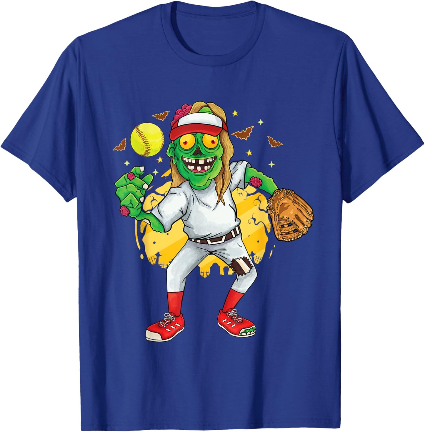 Zombie softball pitcher Girls Kids Teens Halloween Costume T-Shirt - T-Shirt | Royal
