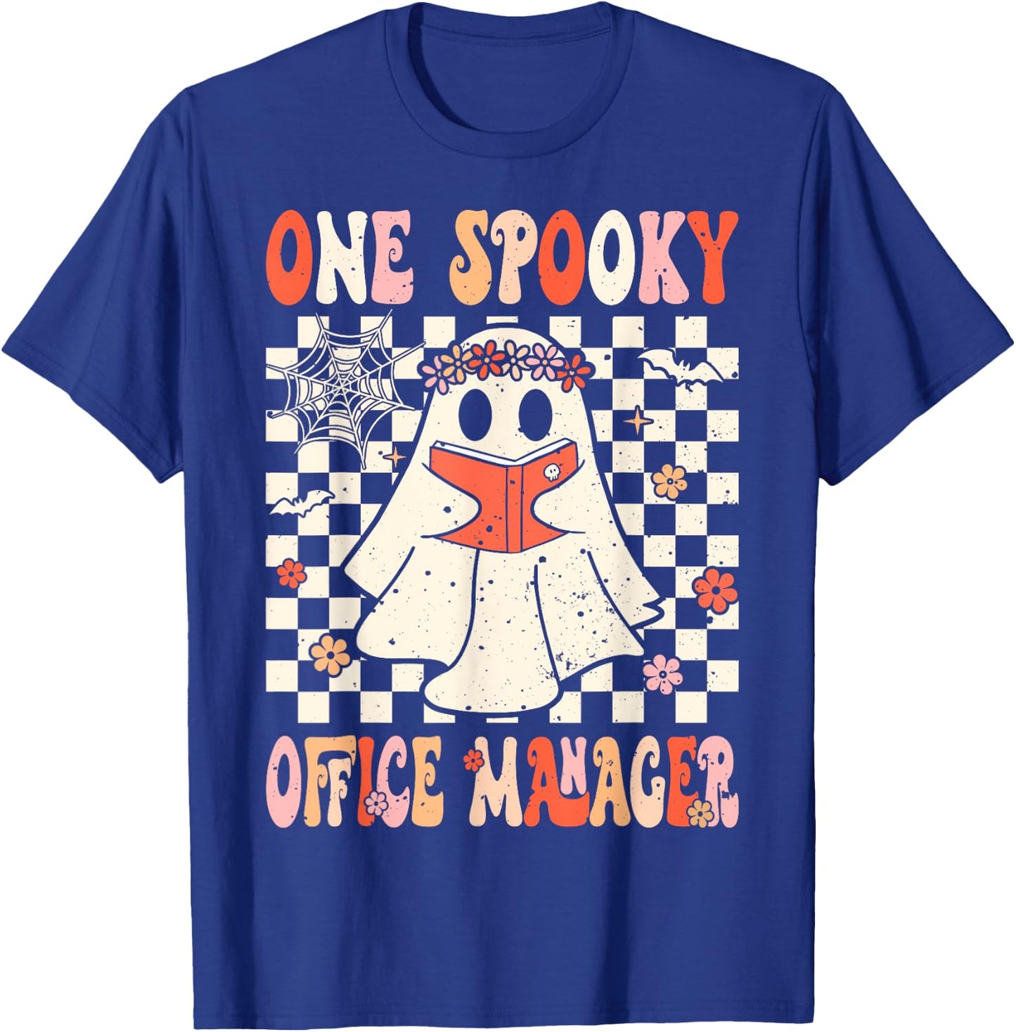 Groovy Boo School Office Manager Crew Ghost Women Halloween T-Shirt - T-Shirt | Royal