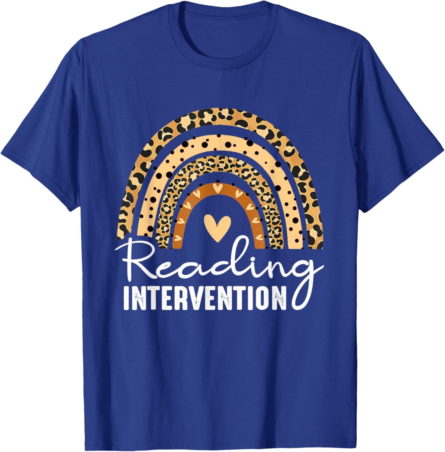Reading Intervention Teacher Leopard Rainbow T-Shirt - T-Shirt | Royal