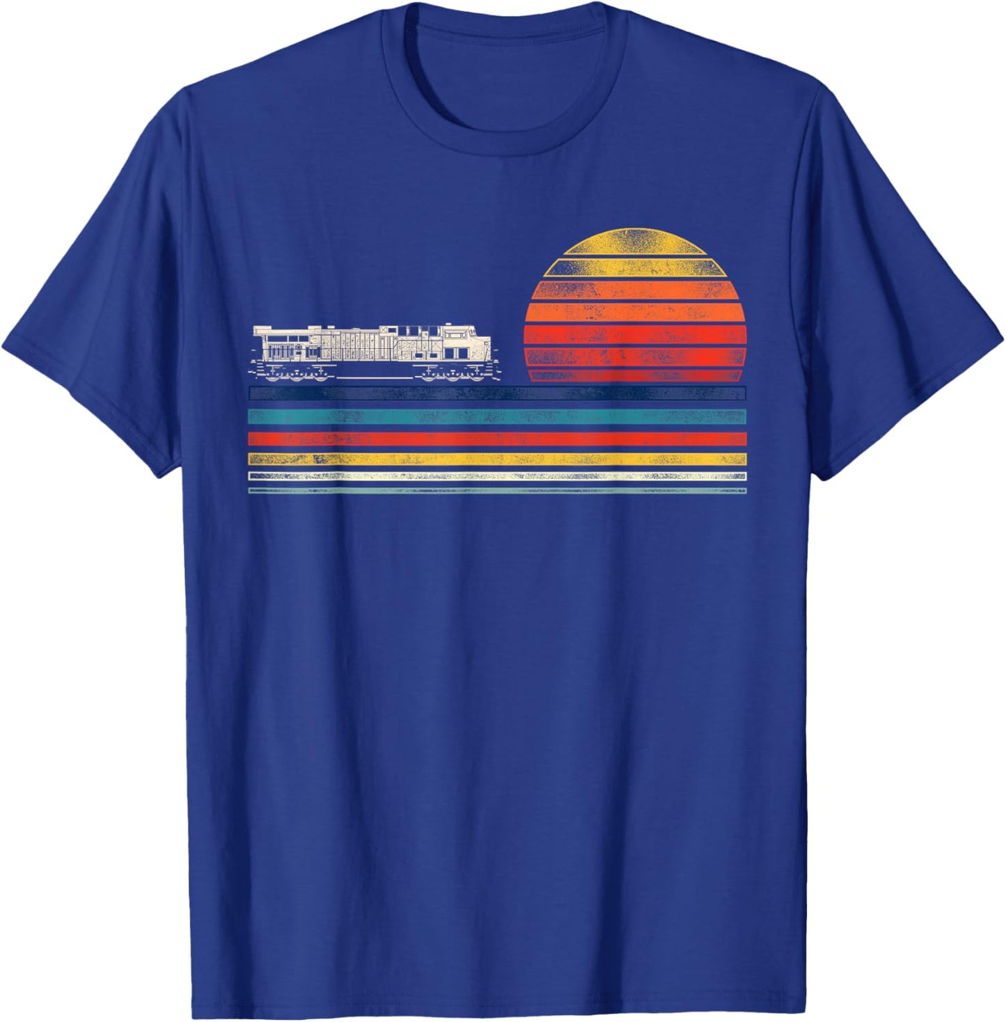 Model Train Railroad Conductor Engineer HD0 Black Retro Diesel Train Driver Trainspotting Locomotive T-Shirt - T-Shirt | Royal