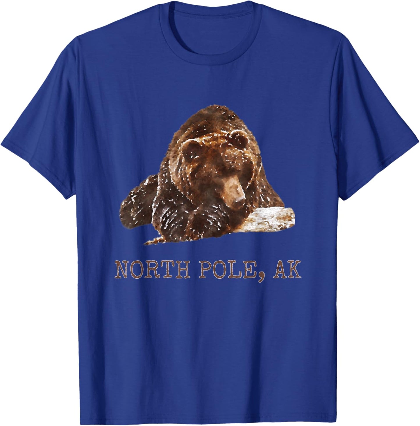 North Pole Brown Grizzly Bear In Snow Alaska Pacific NW Gift T-Shirt - T-Shirt | Royal