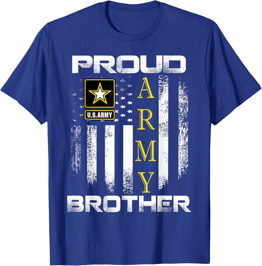 Vintage Proud Army Brother with American Flag Gift T-Shirt - T-Shirt | Royal