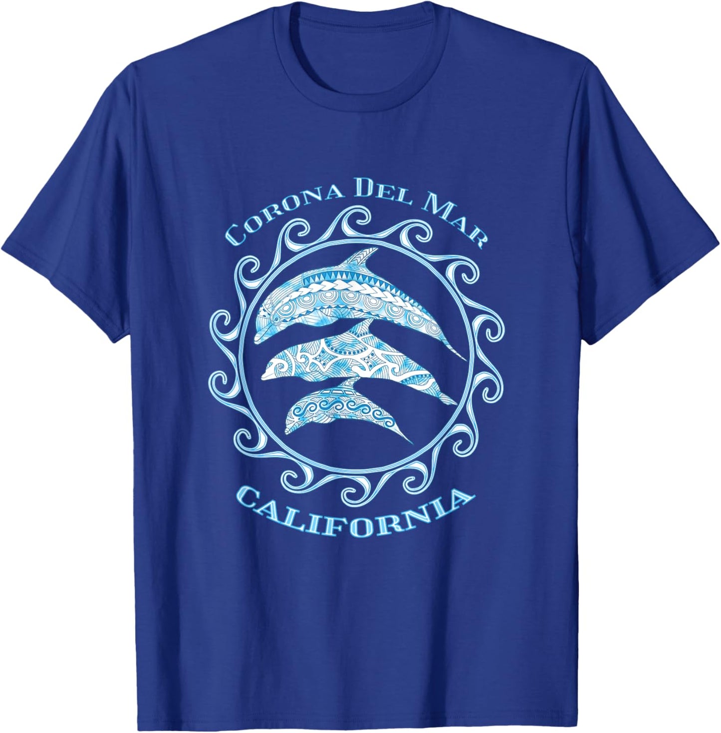 Corona Del Mar California Tribal Dolphins Ocean Animals T-Shirt - T-Shirt | Royal