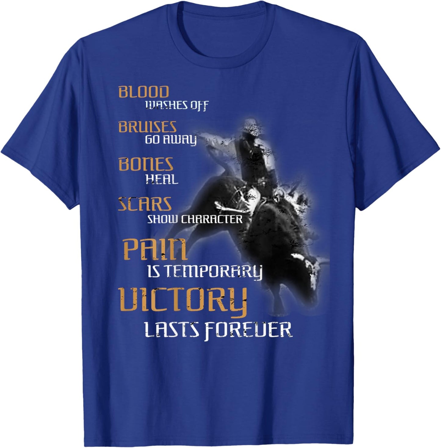 Bull Riding Texas Rider Cowboy Western - DESIGN ON BACK T-Shirt - T-Shirt | Royal