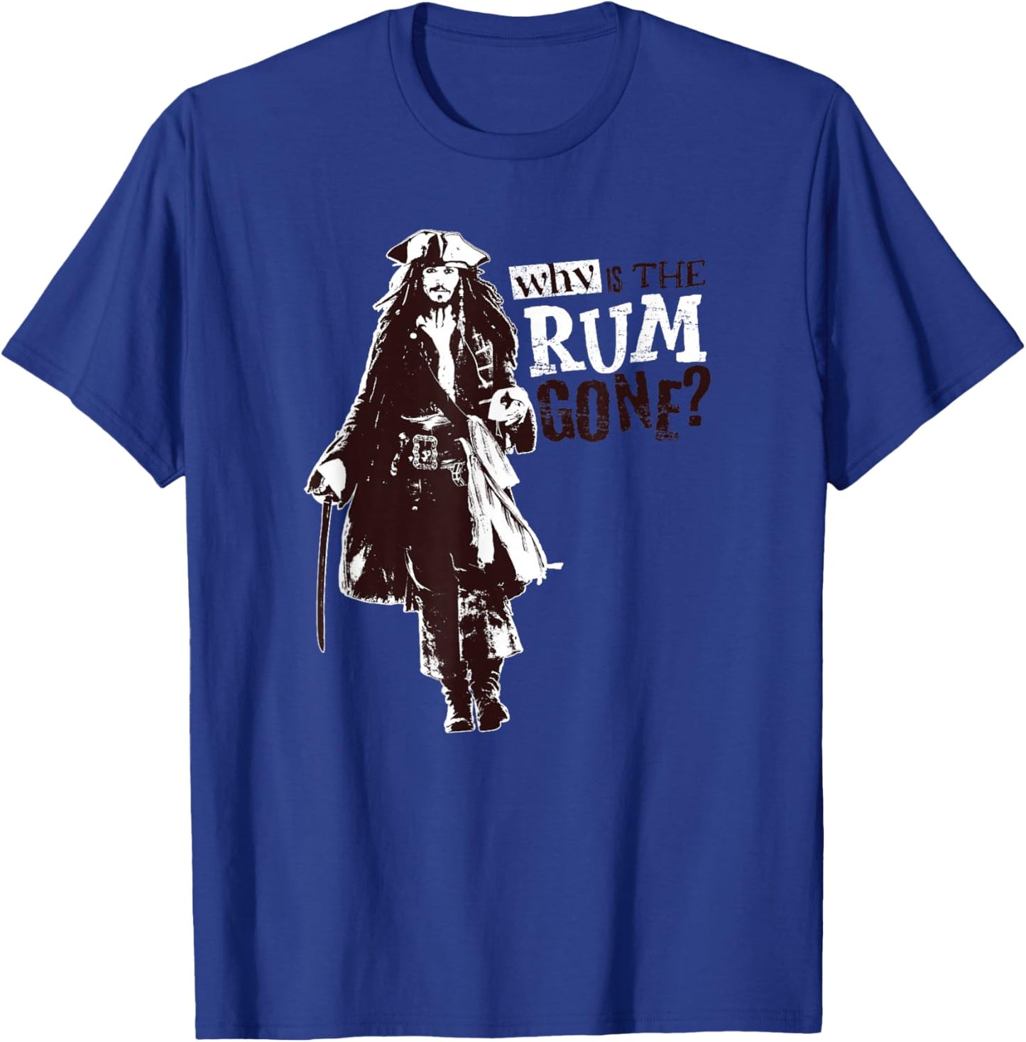 Disney Pirates of The Caribbean Jack Why is The Rum Gone? Small T-Shirt - T-Shirt | Royal