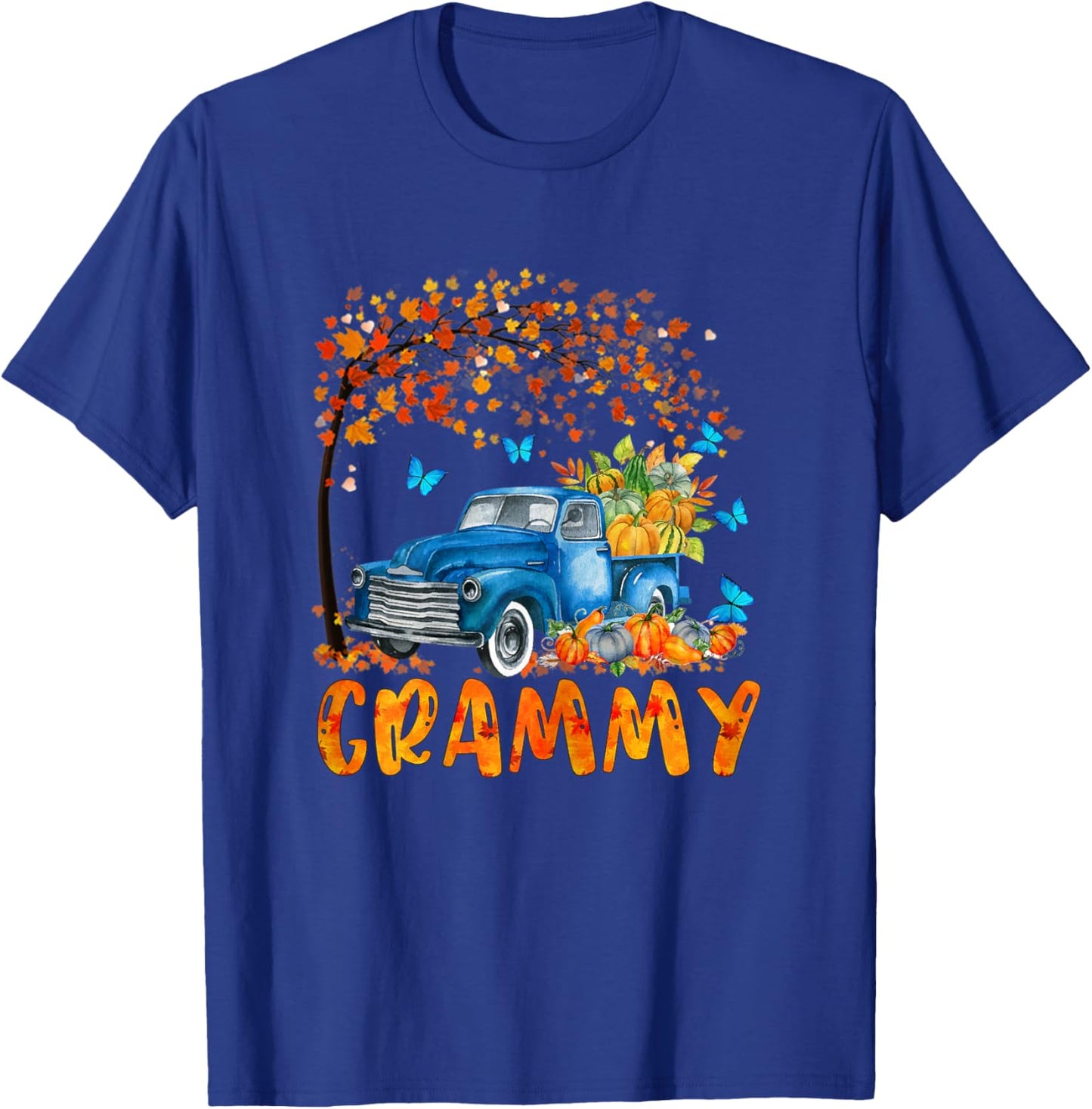 jNqD Truck Pumpkin Grammy Fall Autumn Vibes Thanksgiving T-Shirt - T-Shirt | Royal