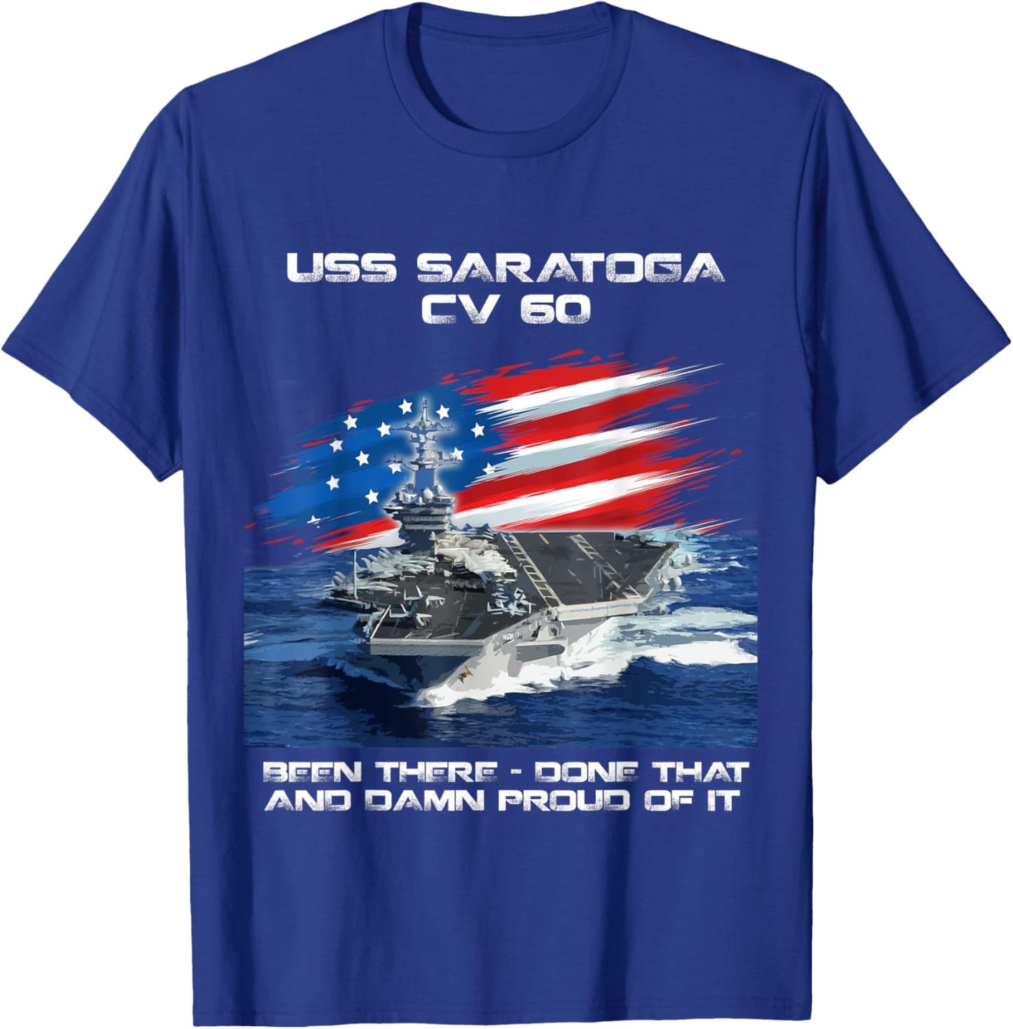 USS Saratoga CV 60 Aircraft Carrier Veteran USA Flag Xmas T-Shirt - T-Shirt | Royal