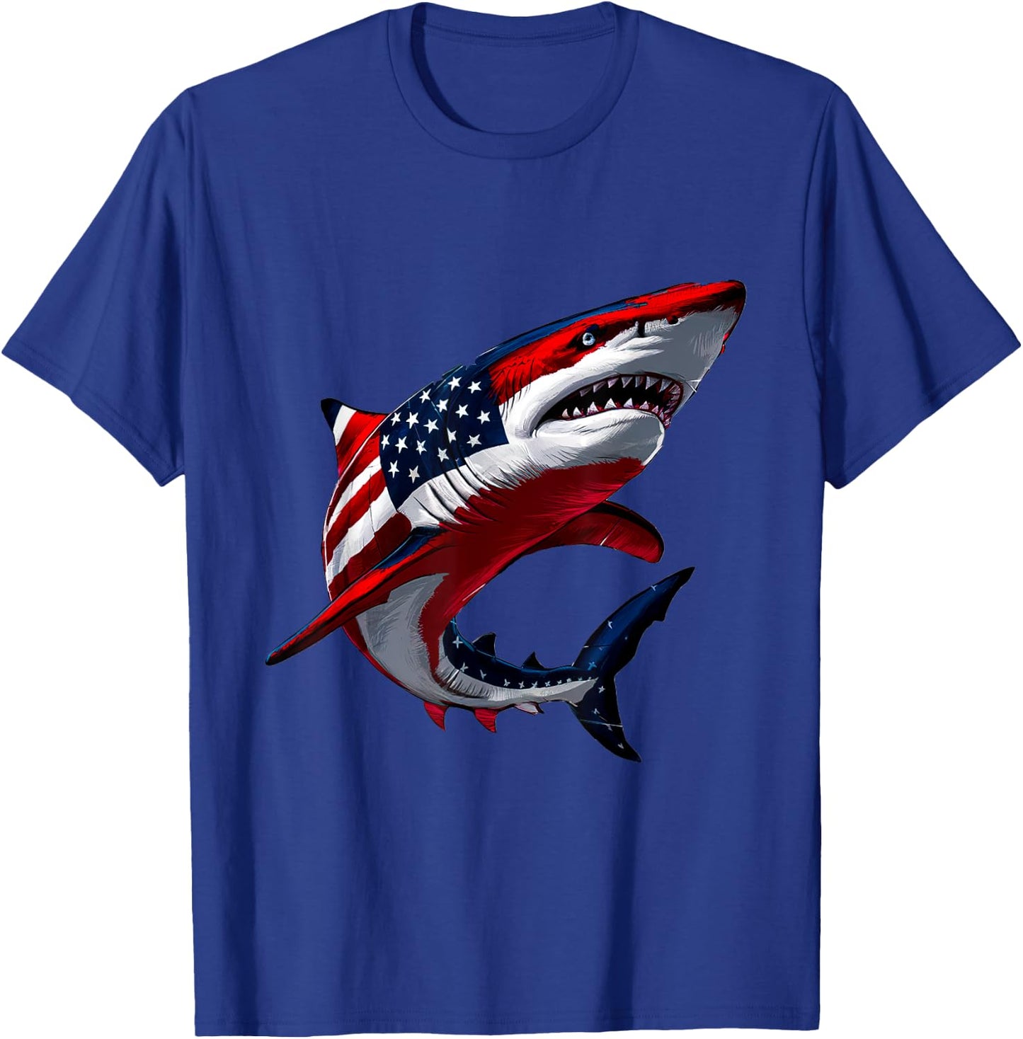 Shark USA Flag Patriotic 4th of July Men Boys Girls Kids T-Shirt - T-Shirt | Royal