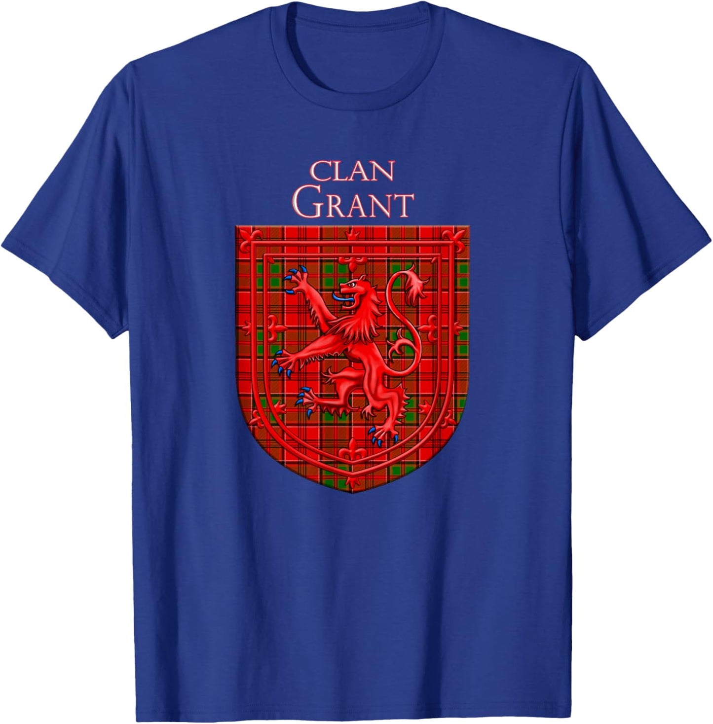 Grant Tartan Scottish Plaid Lion Rampant T-Shirt - T-Shirt | Royal