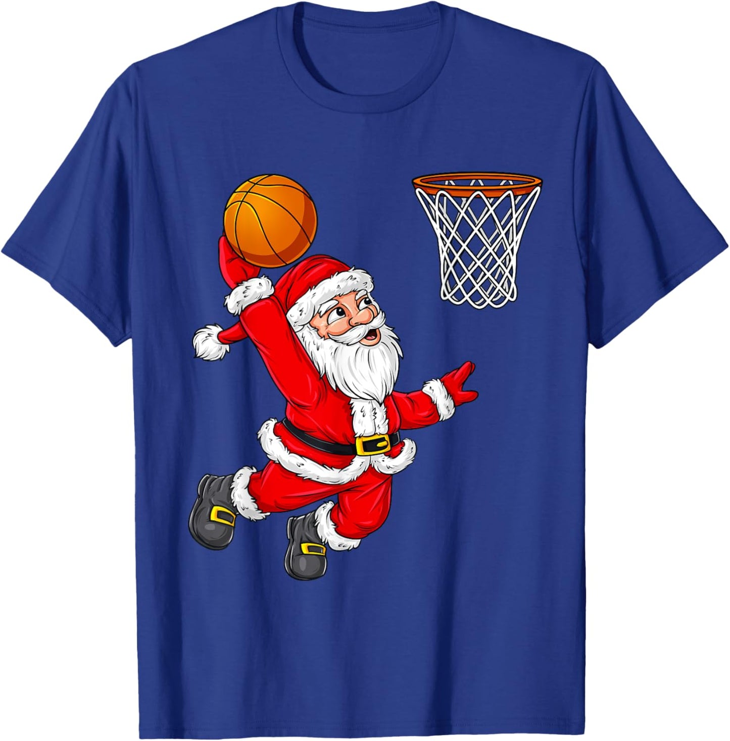 Christmas Santa Claus Dunking A Basketball Funny Xmas T-Shirt - T-Shirt | Royal
