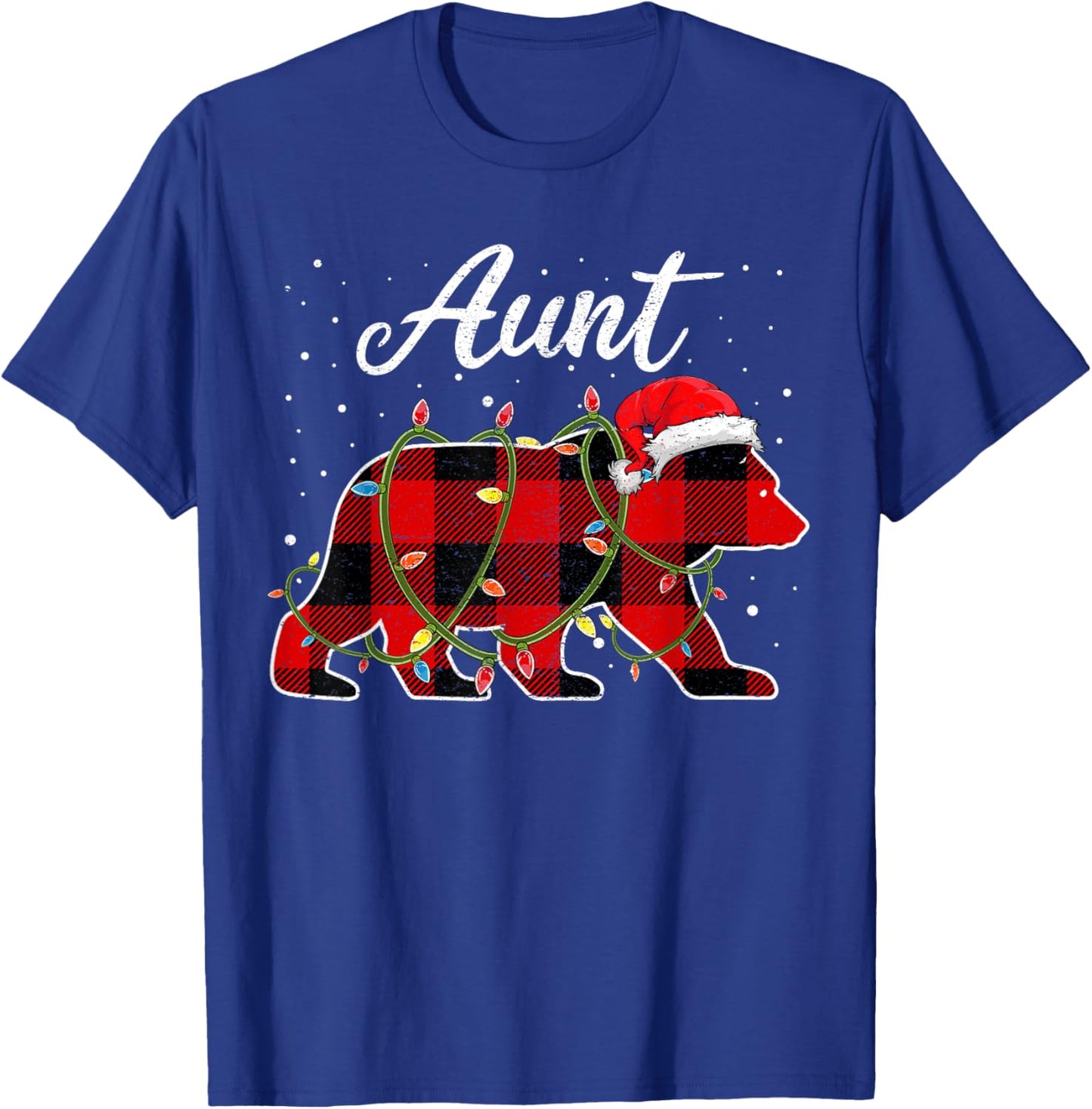 Aunt Bear Shirt, Red Buffalo Plaid Auntie Bear Pajama T-Shirt - T-Shirt | Royal