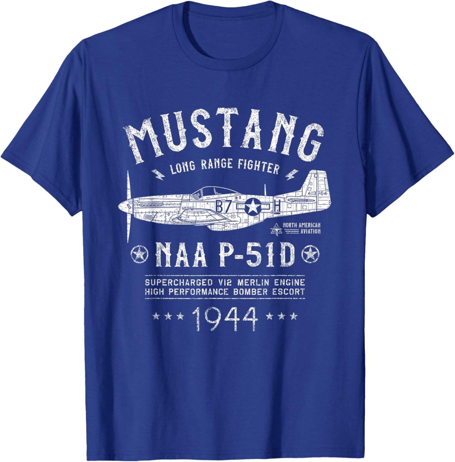 P-51 Mustang | North American Aviation WW2 P51 Fighter Plane T-Shirt - T-Shirt | Royal