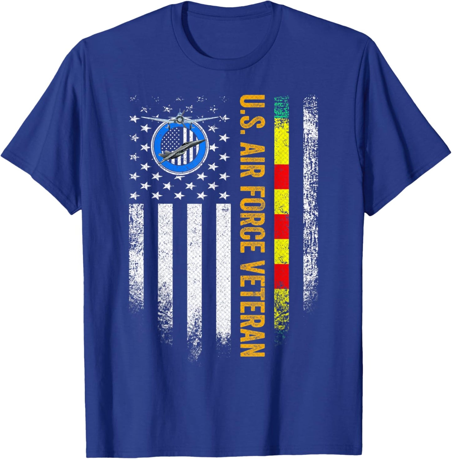 Vintage USA American Flag Proud US Air Force Vietnam Veteran T-Shirt - T-Shirt | Royal