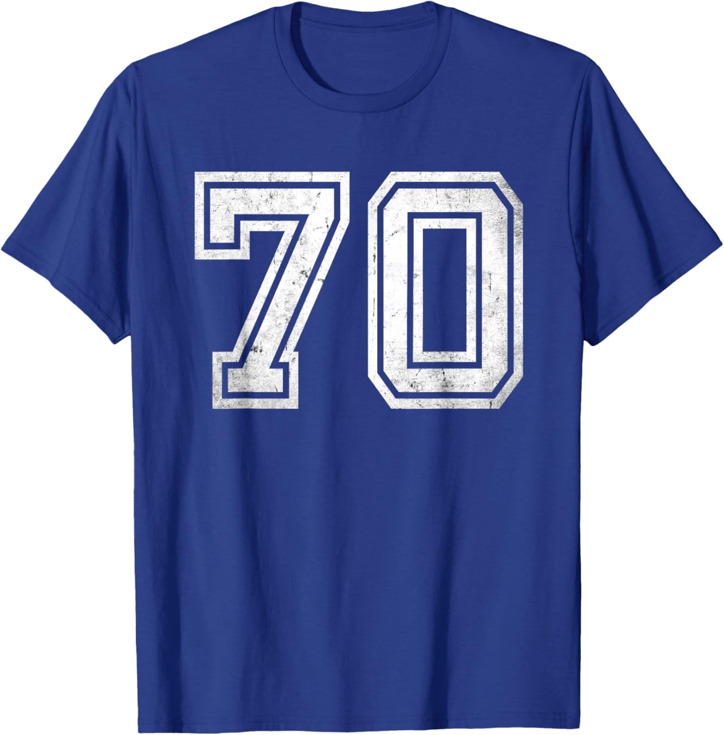 Number #70 Sport White Vintage Number T-Shirt - T-Shirt | Royal