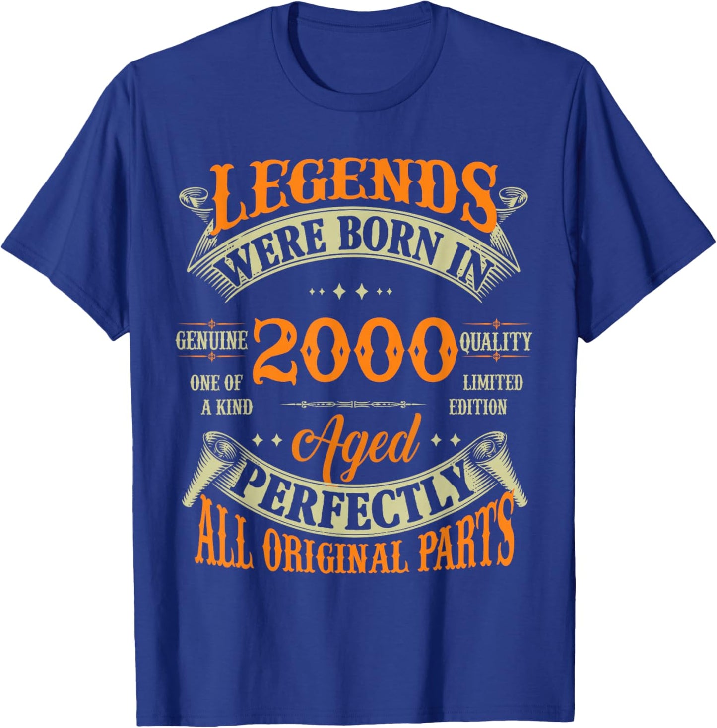 25th Birthday Vintage Legends Born In 2000 25 Years Old T-Shirt - T-Shirt | Royal