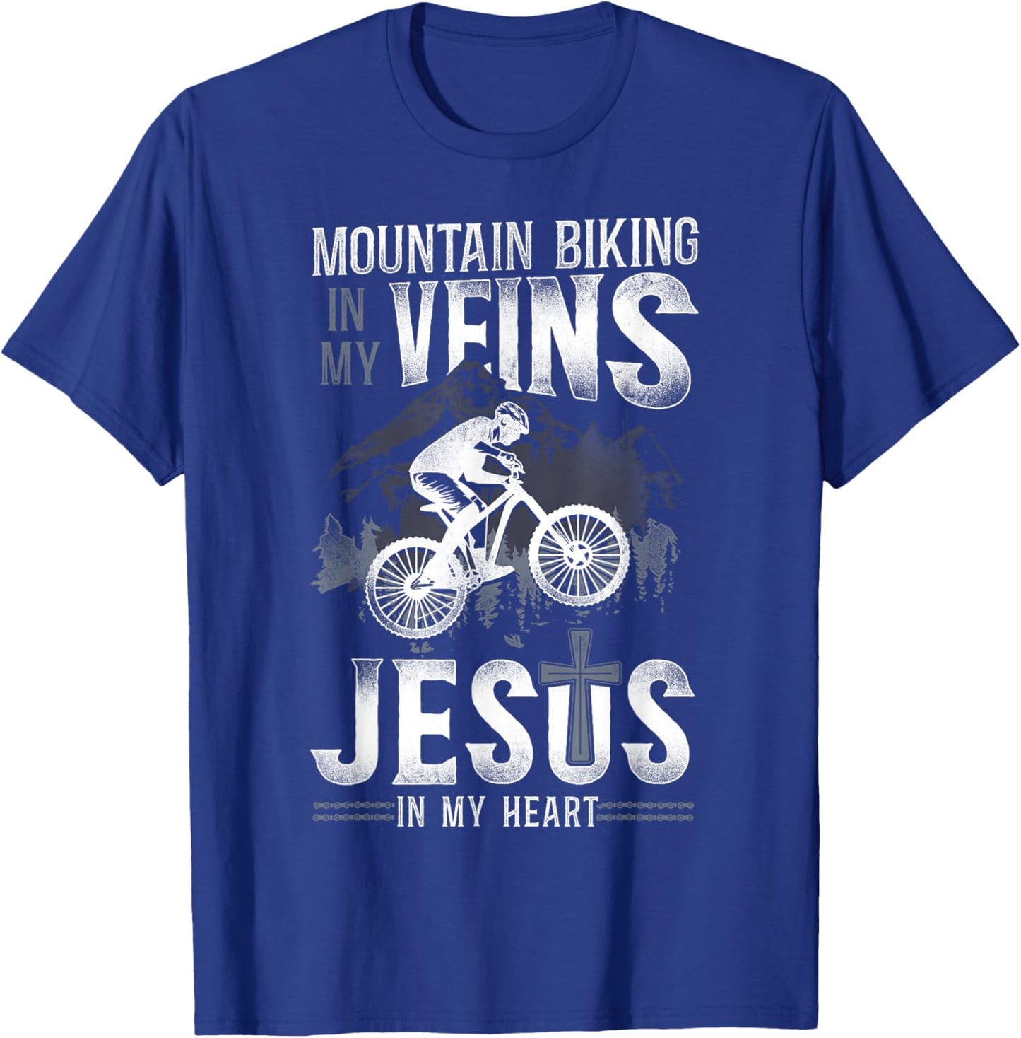 Enduro MTB Mountain Bike Riding Downhill Jesus Faith Vintage T-Shirt - T-Shirt | Royal