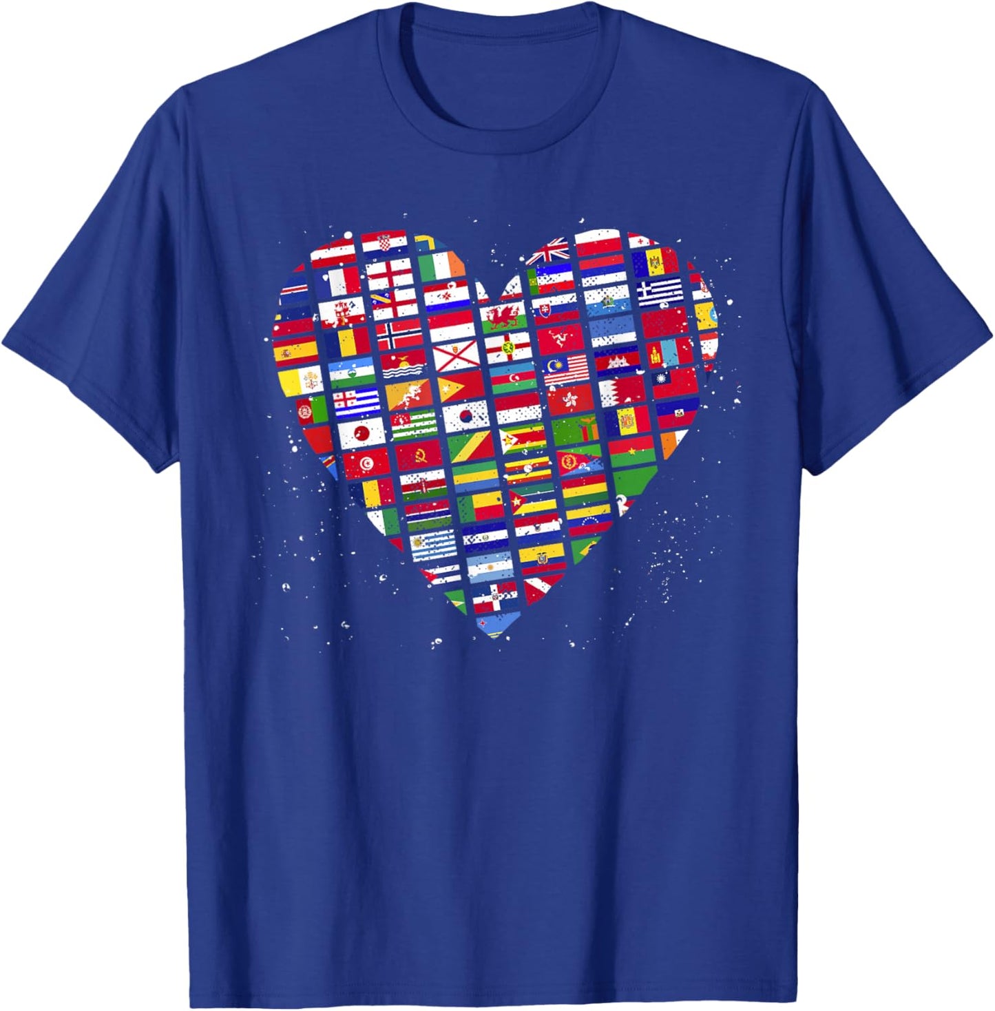 Heart World Country Flags Planet Birthday Earth Day T-Shirt - T-Shirt | Royal