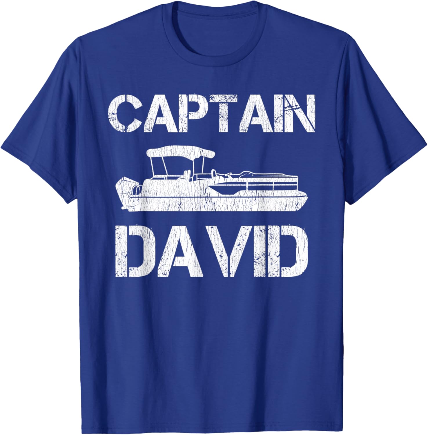 Captain David Pontoon Captain Funny Personalized Name Boat T-Shirt - T-Shirt | Royal