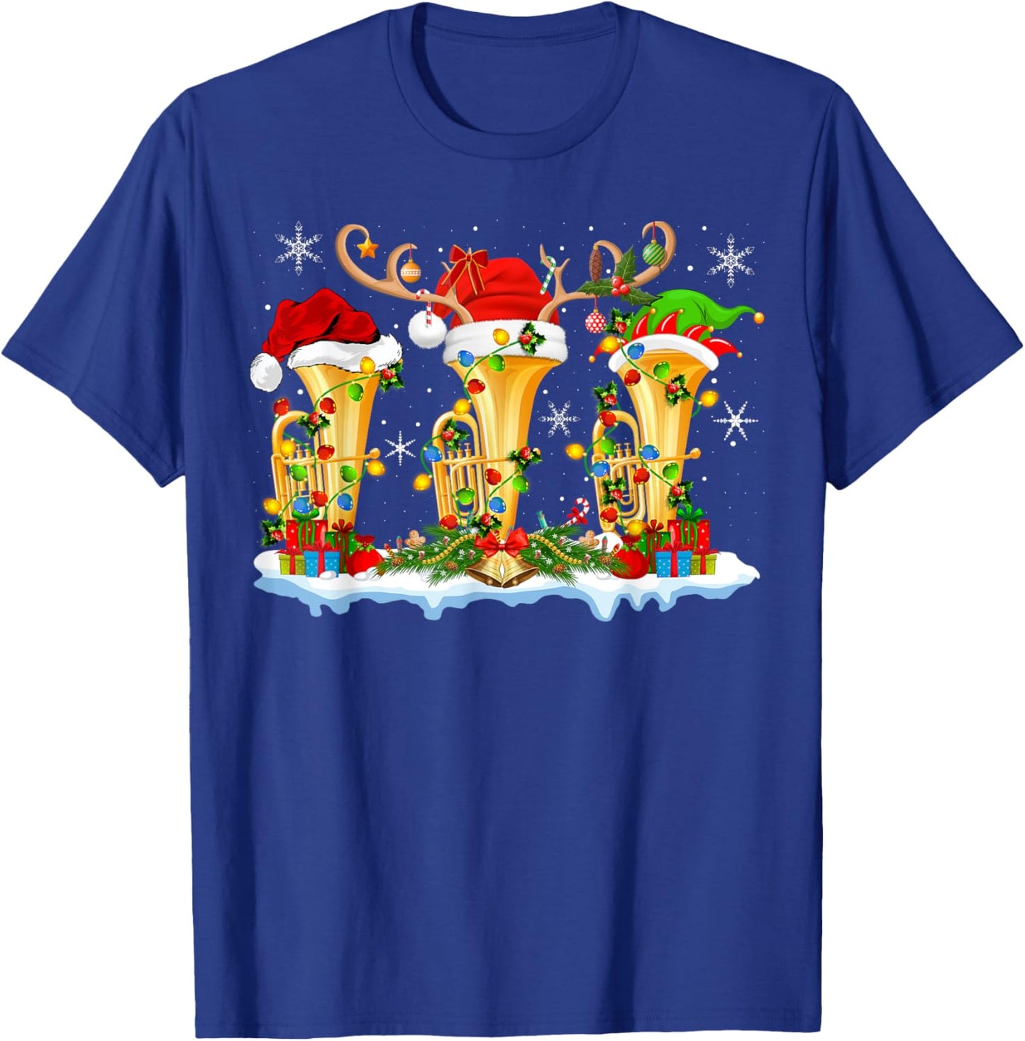 Tuba Music Lover Xmas Lighting Funny Tuba Christmas T-Shirt - T-Shirt | Royal