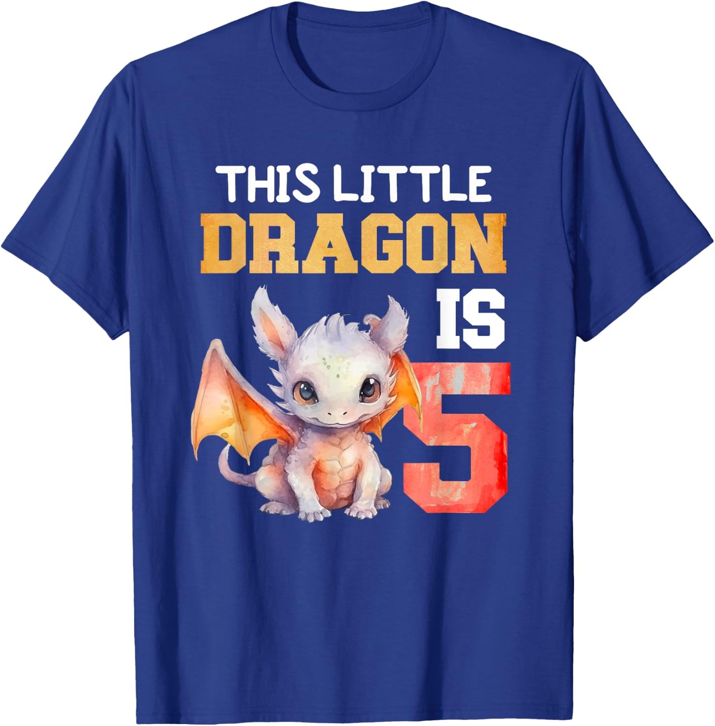 This Little Dragon is 5 Year Old Birthday Dragon 5th Girl T-Shirt - T-Shirt | Royal