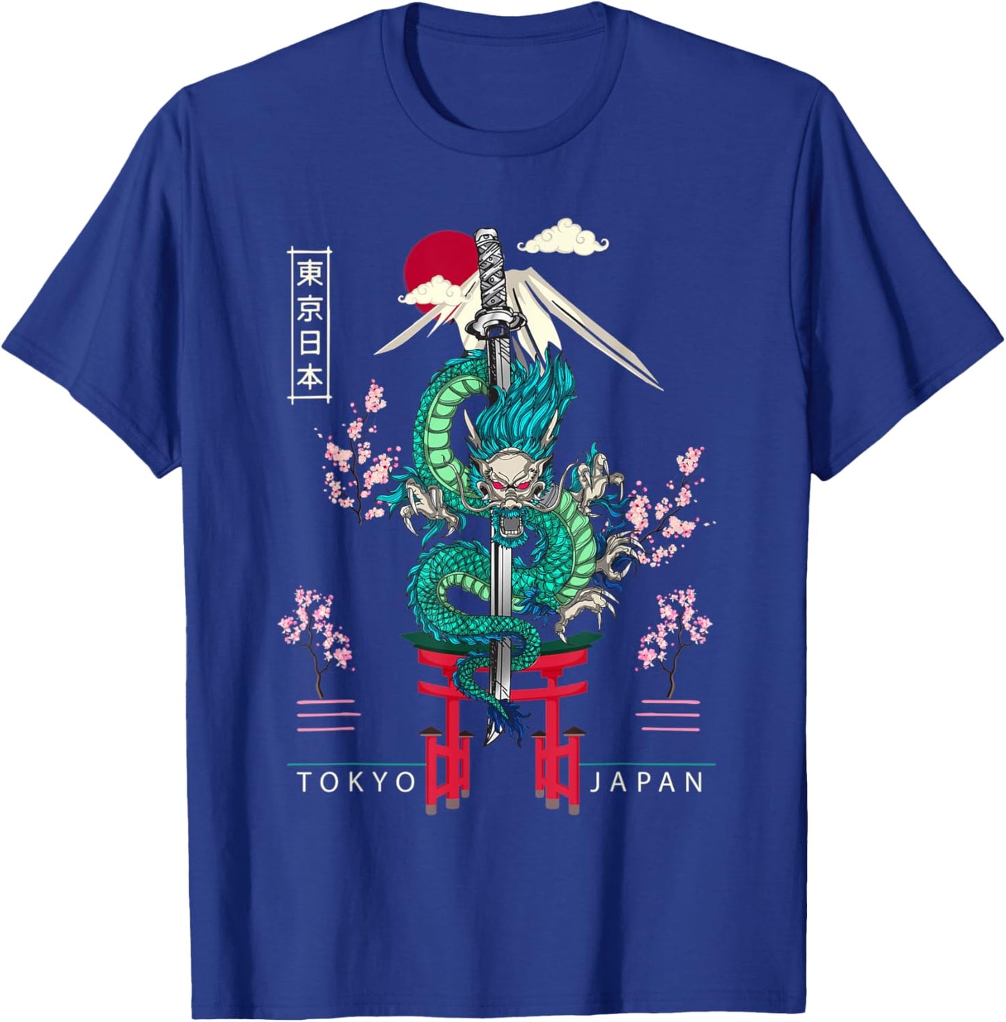 Japanese Tokyo Dragon Asian 80’s style T-Shirt - T-Shirt | Royal