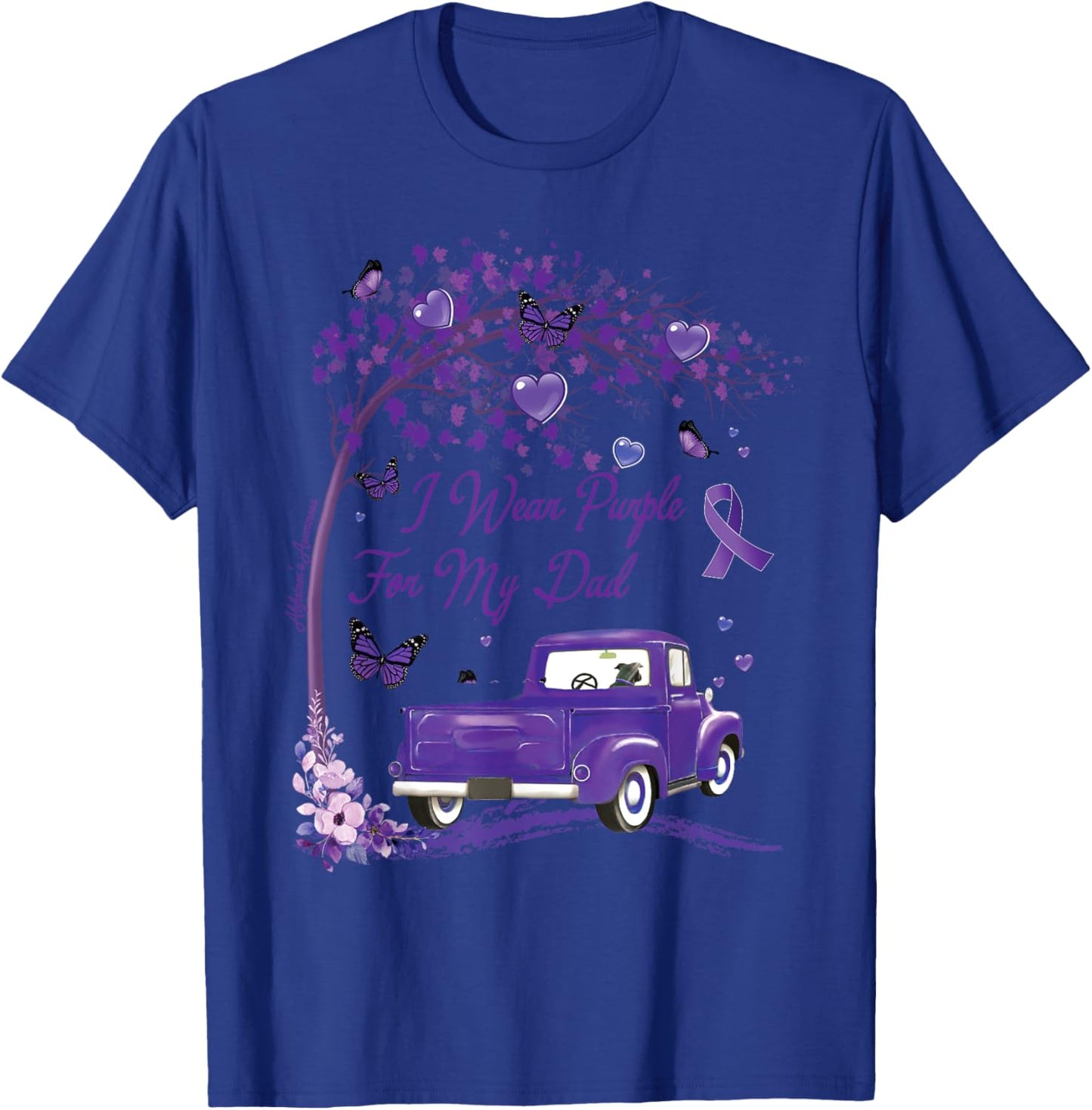I wear Purple for My Dad Alzheimer's Awareness Truck T-Shirt - T-Shirt | Royal
