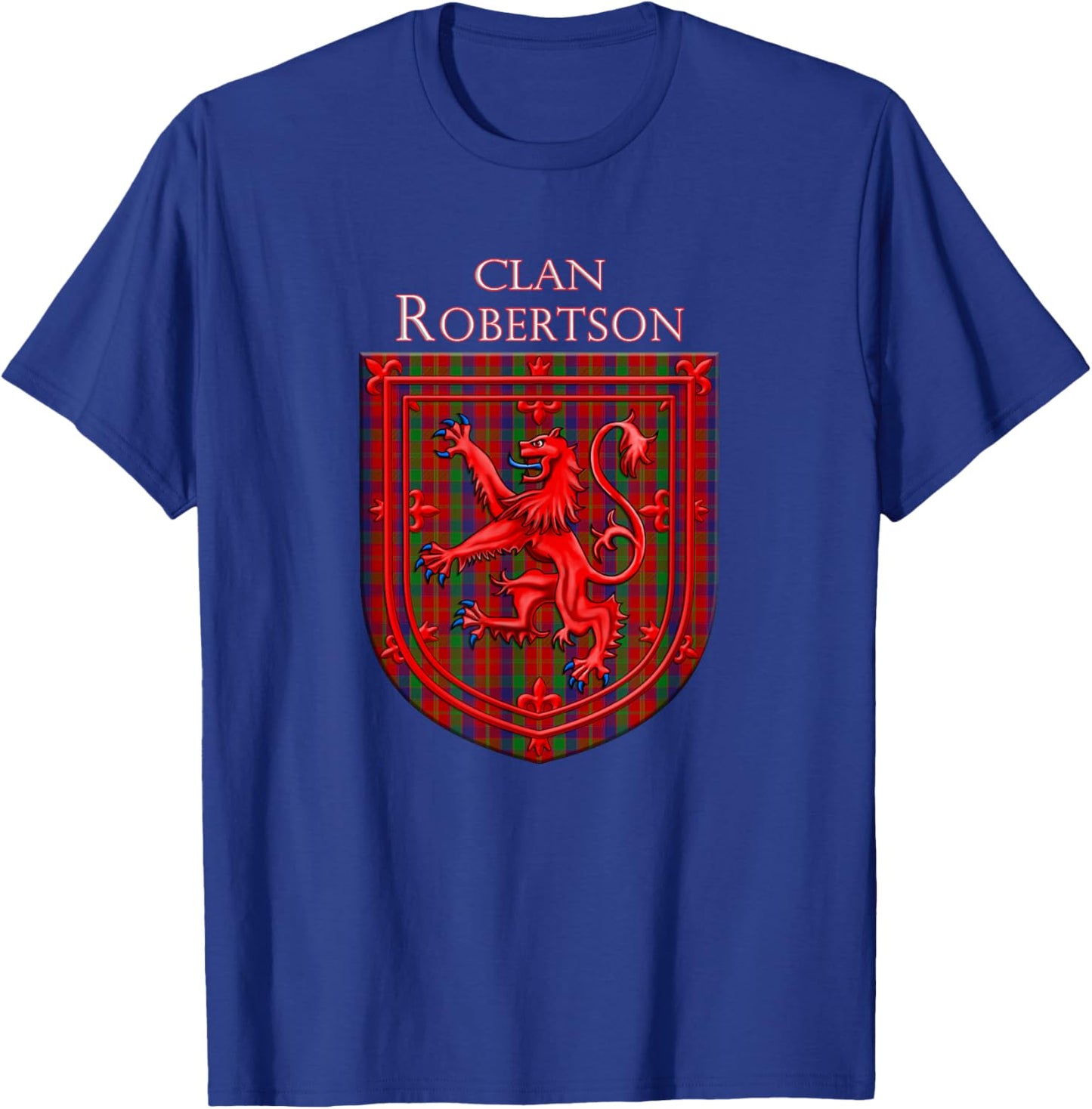 Robertson Tartan Scottish Plaid Lion Rampant T-Shirt - T-Shirt | Royal