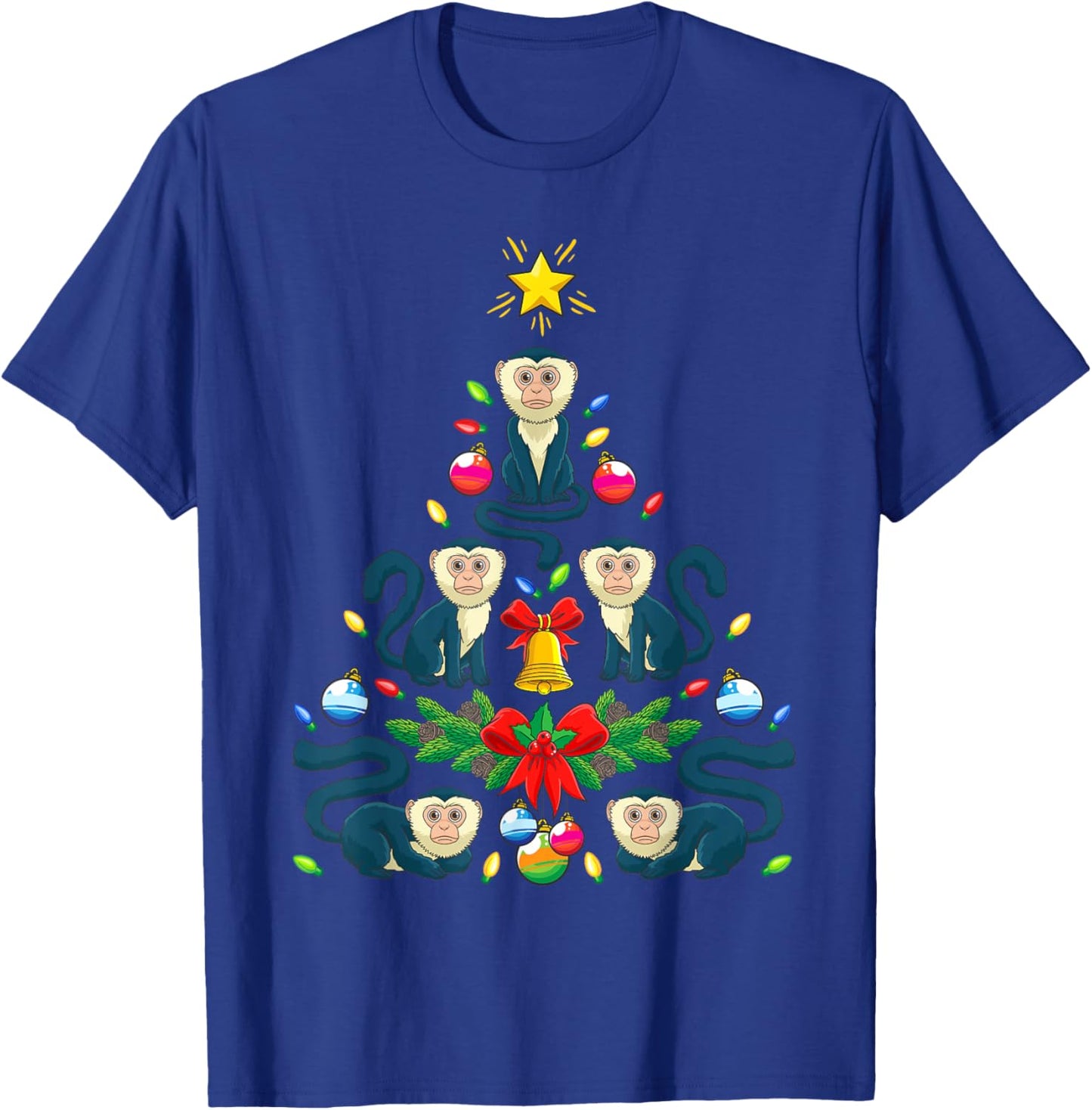 Capuchin Monkey Christmas Tree Monkey Animal T-Shirt - T-Shirt | Royal