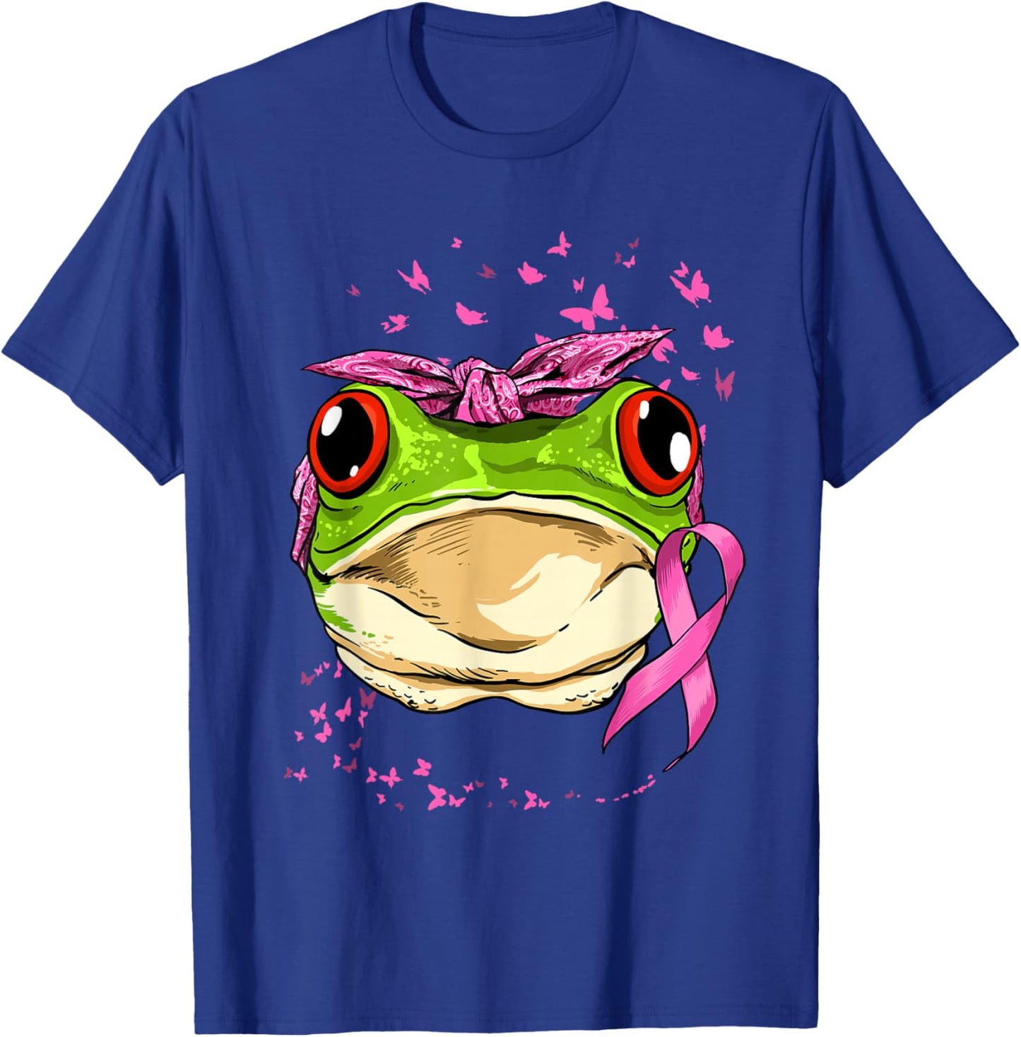 Frog Breast Cancer Awareness Pink Ribbon Cancer Survivor T-Shirt - T-Shirt | Royal
