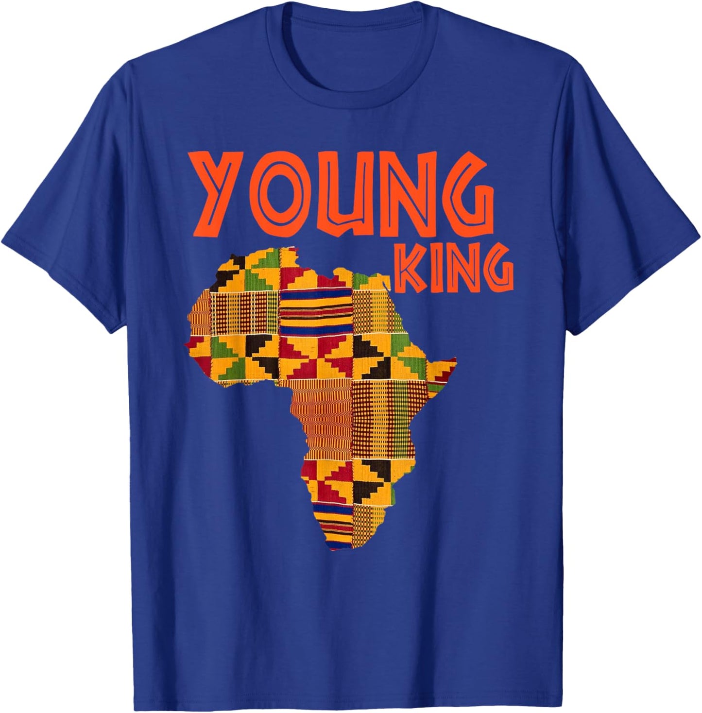 Boys African Attire Kente Print Little Kids Young King Kente T-Shirt - T-Shirt | Royal