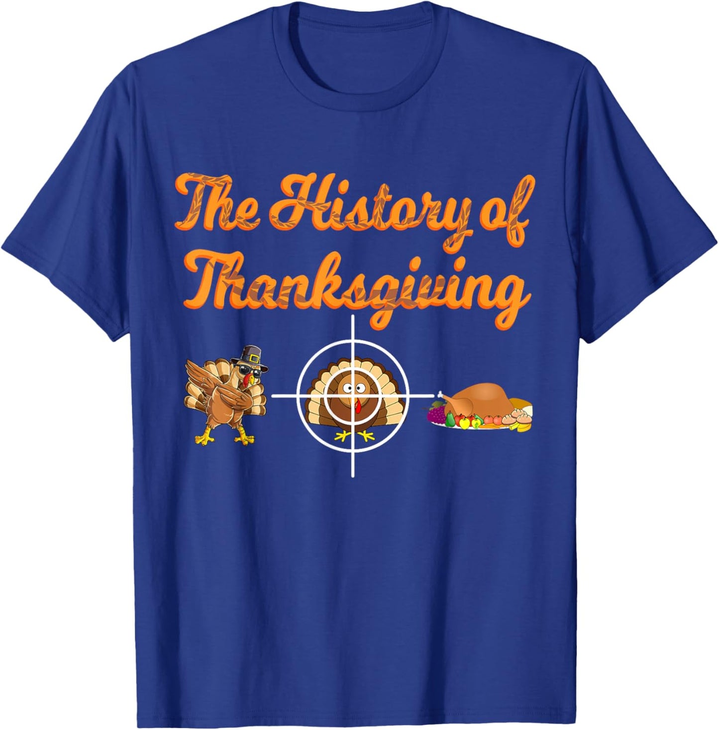 The History of Thanksgiving Day Pilgrim Boys Girls Turkey T-Shirt - T-Shirt | Royal
