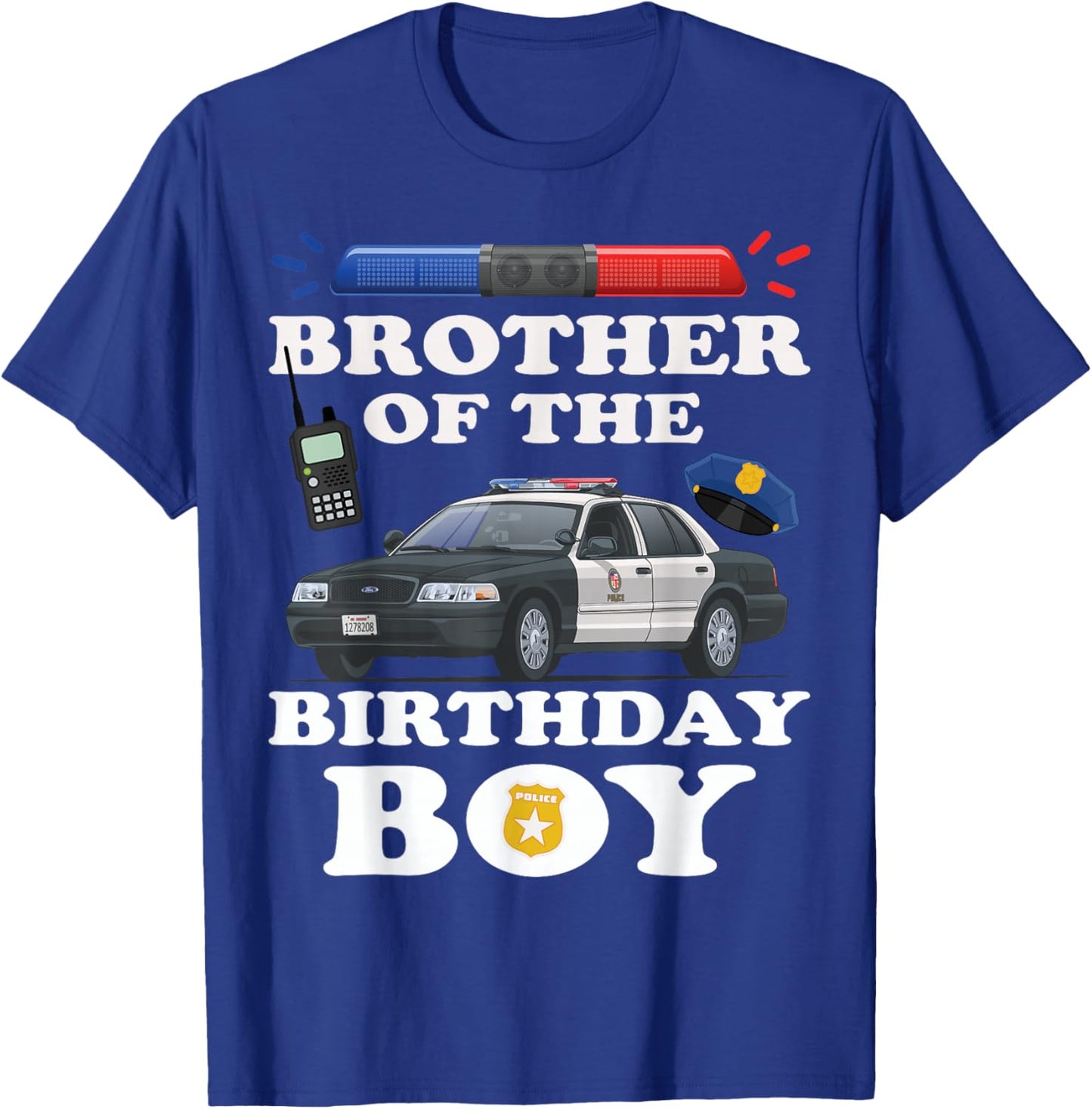 Brother of the Birthday Boy Police Officer Birthday Party T-Shirt - T-Shirt | Royal