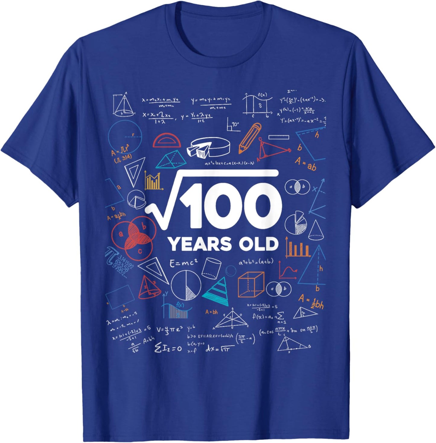 Square Root Of 100 10th Birthday Math Lover 10 Year Old Bday T-Shirt - T-Shirt | Royal
