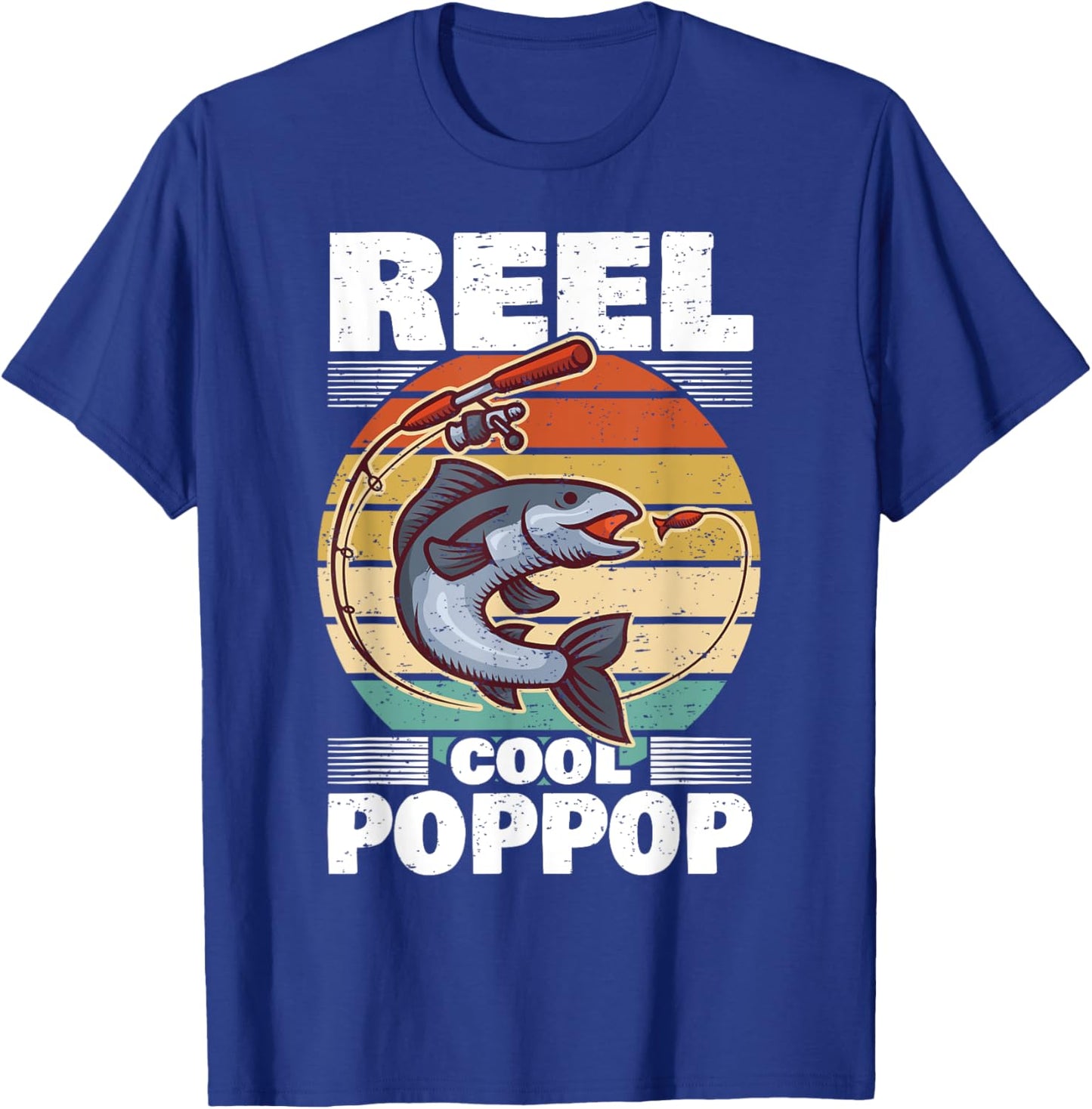 PopPop Father's Day Fish Angling Fishing Angler Reel T-Shirt - T-Shirt | Royal